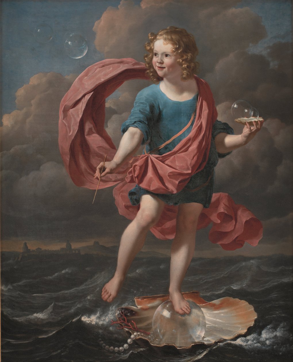 Rapaz que sopra bolhas de sabão. Alegoria sobre a transitoriedade e a brevidade da vida de Karel Dujardin
