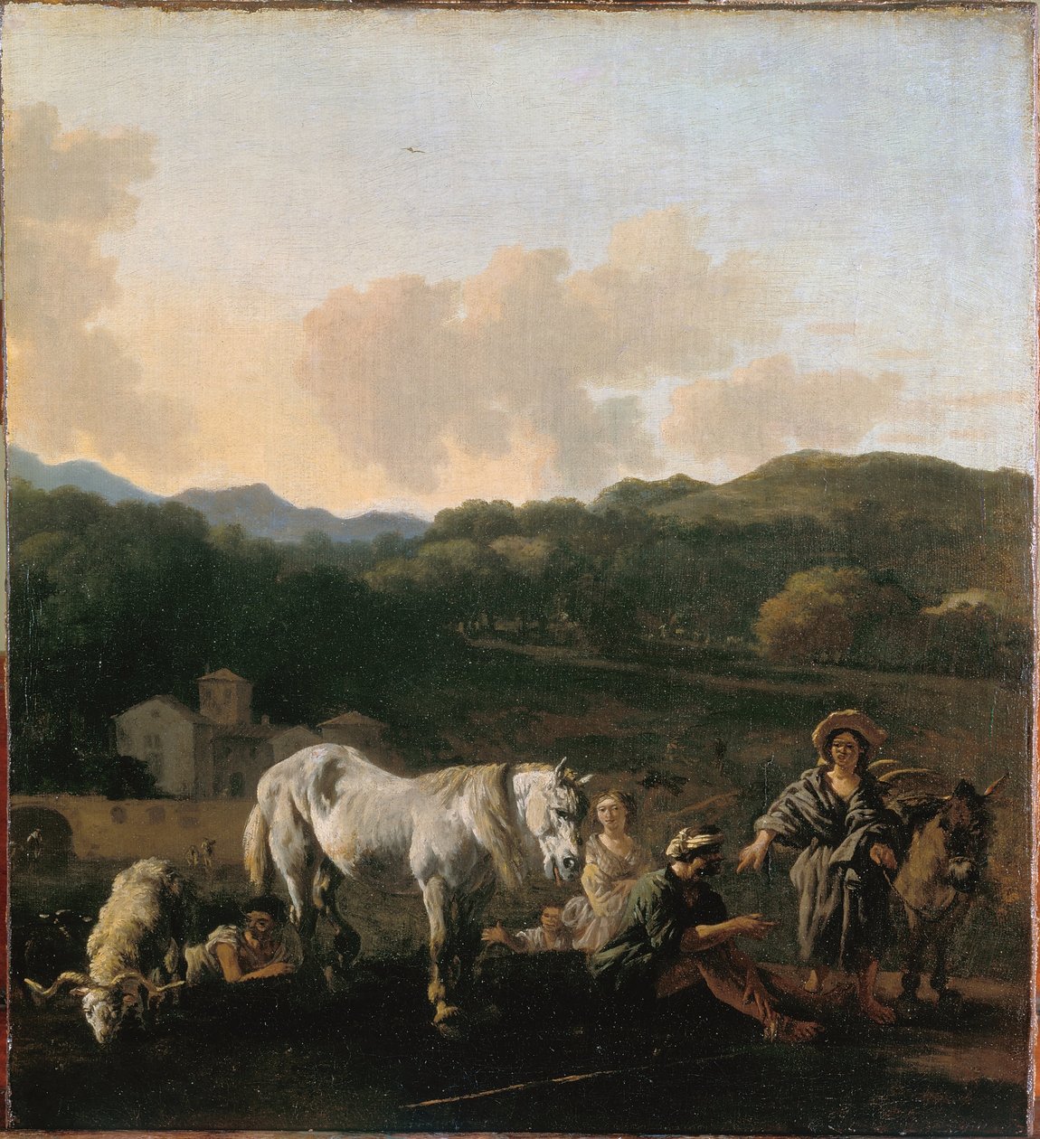 Camponeses e um cavalo branco de Karel Dujardin