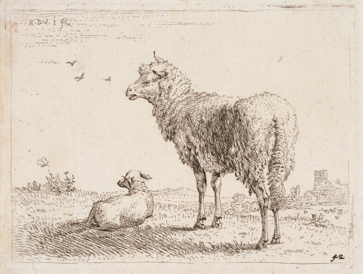 Ovelha com cordeiro de Karel Dujardin
