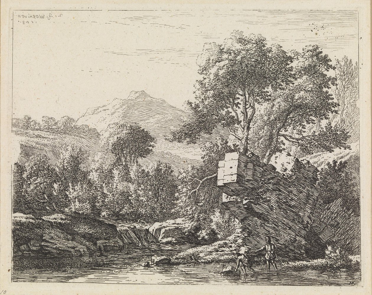 Dois homens junto a uma pedra na água de Karel Dujardin