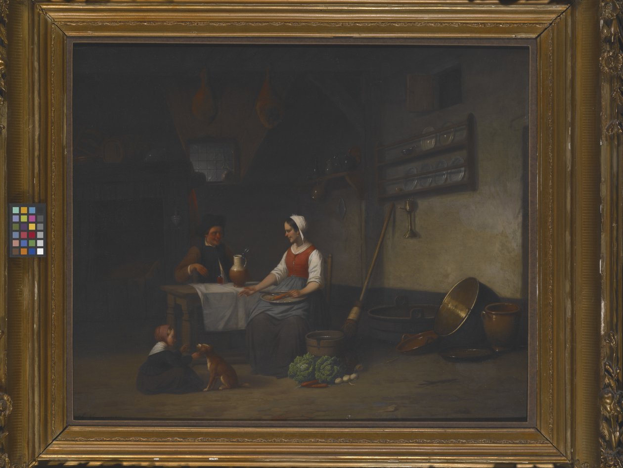 Cena de Interior, data desconhecida (óleo sobre madeira) de Karel F. Venneman