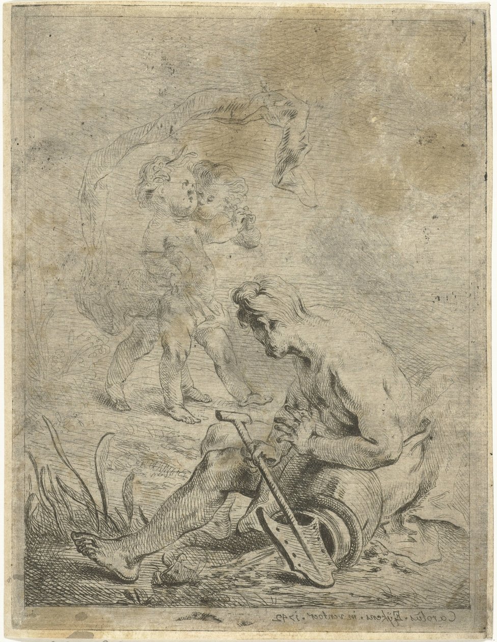 Deus do rio a olhar para dois putti de Karel Ykens (II)