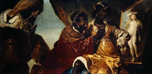 Hydaspes e Persina antes numa pintura de Andrómeda (óleo sobre tela) de Karel van III Mander