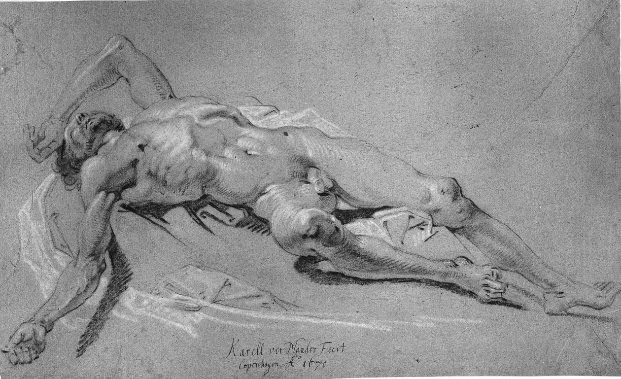 Modelo masculino mentiroso de Karel van III Mander