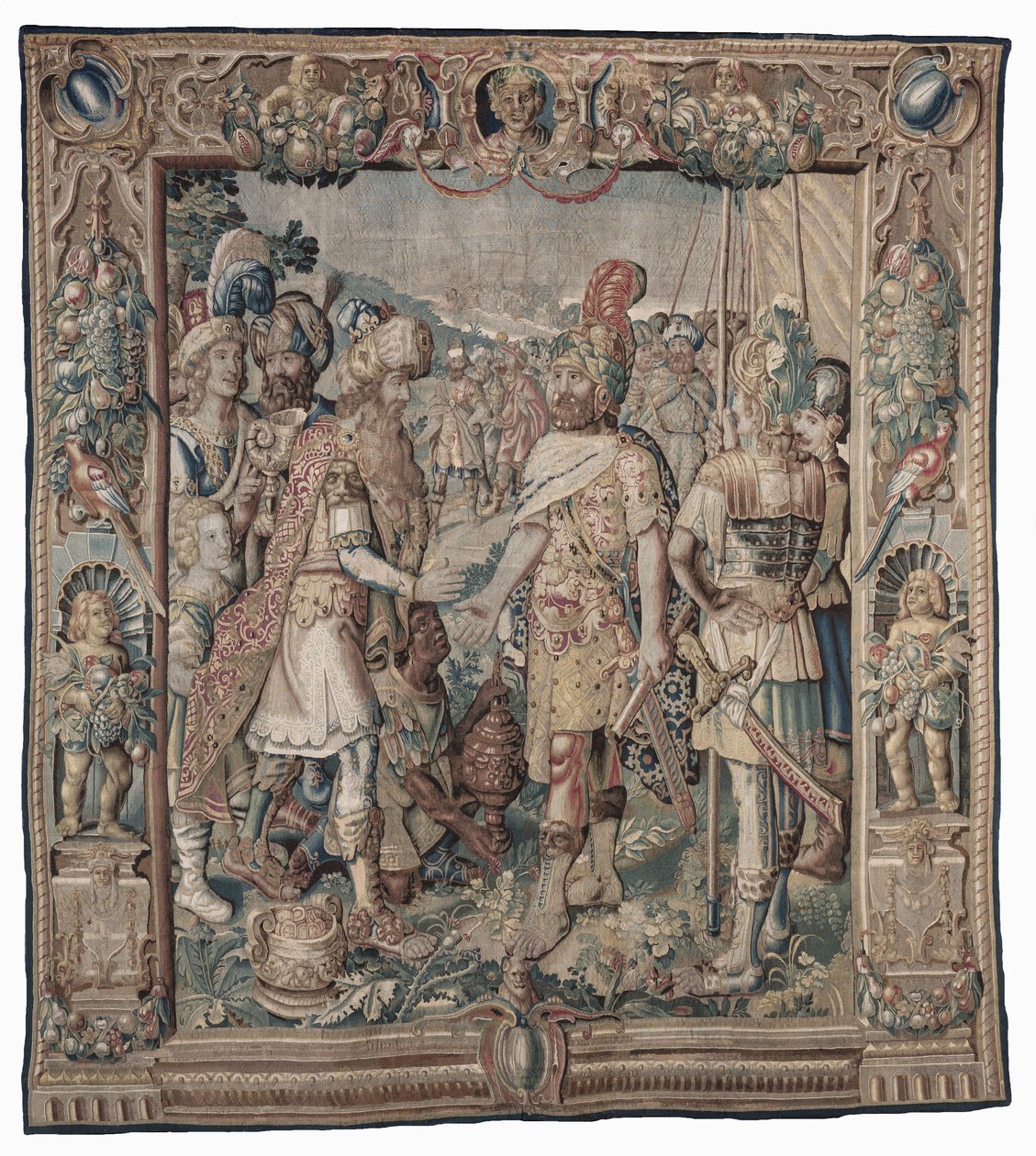 António obtém a única vitória romana sobre os partos; tapeçaria de Karel van II Mander