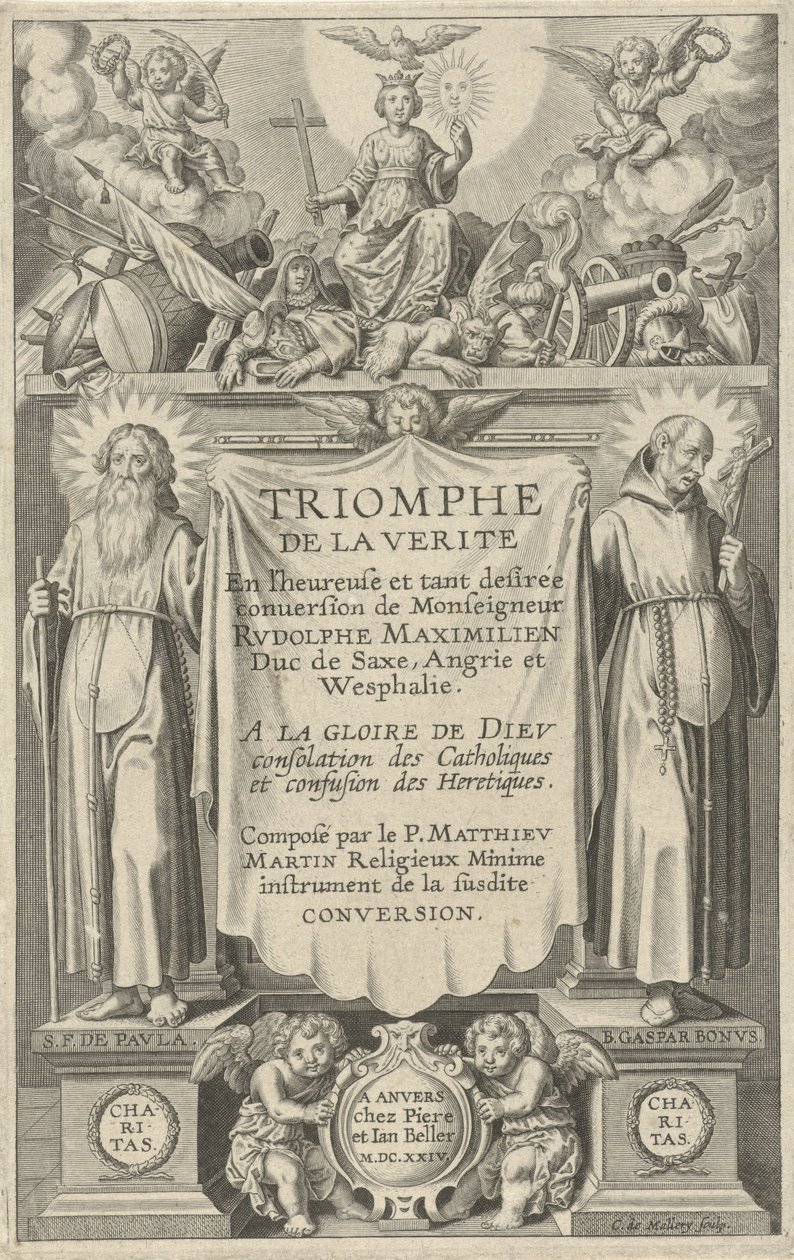 Página de rosto para: Triomphe de la Verite, 1624 de Karel van Mallery