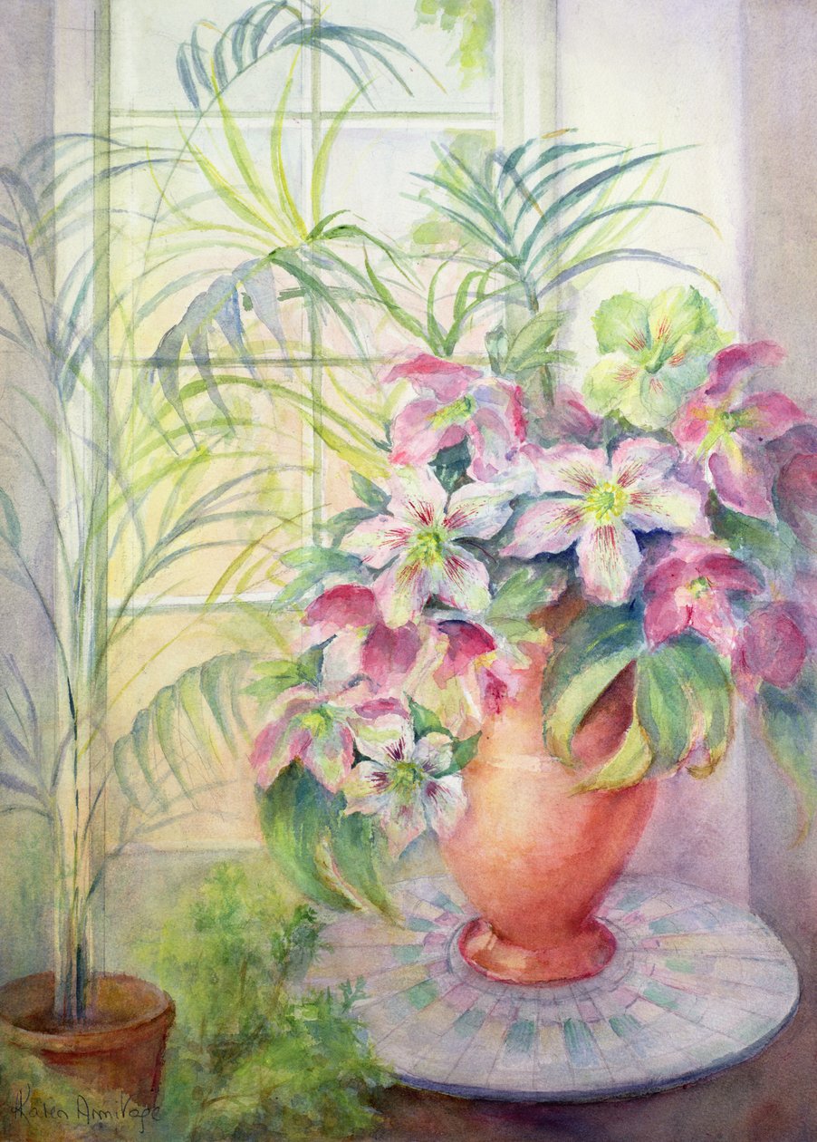Hellebores em uma mesa italiana de Karen Armitage