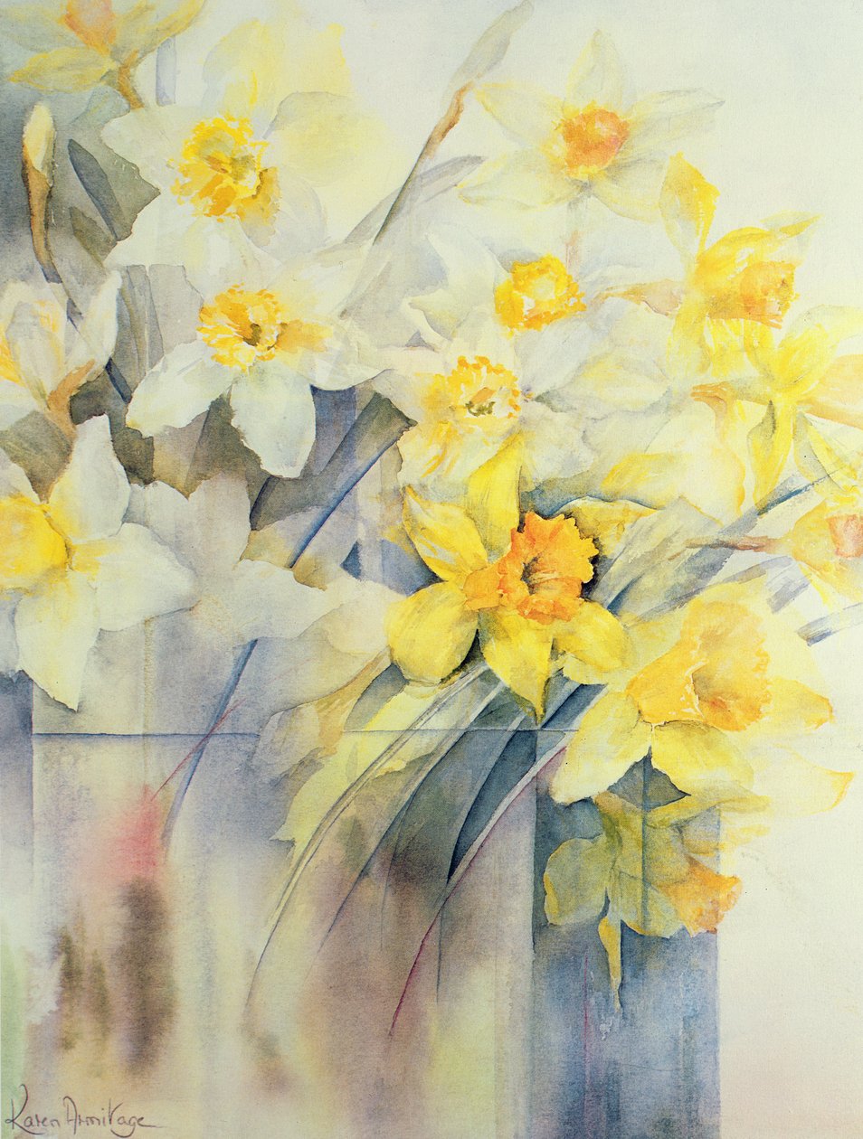 Narcisos mistos em um tanque de Karen Armitage