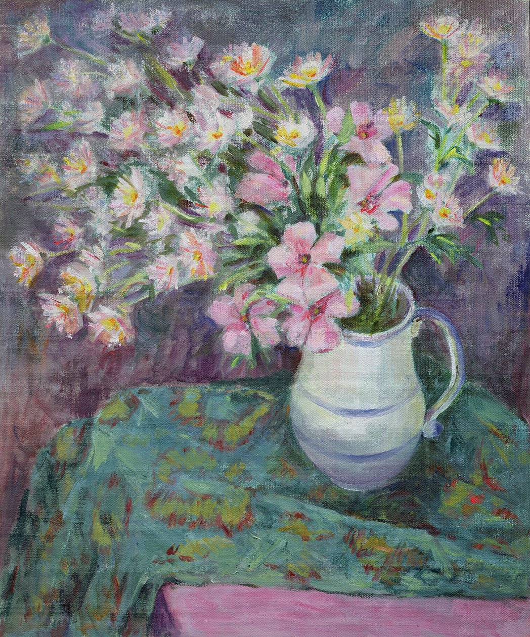 Flores cor de rosa em um jarro de Karen Armitage
