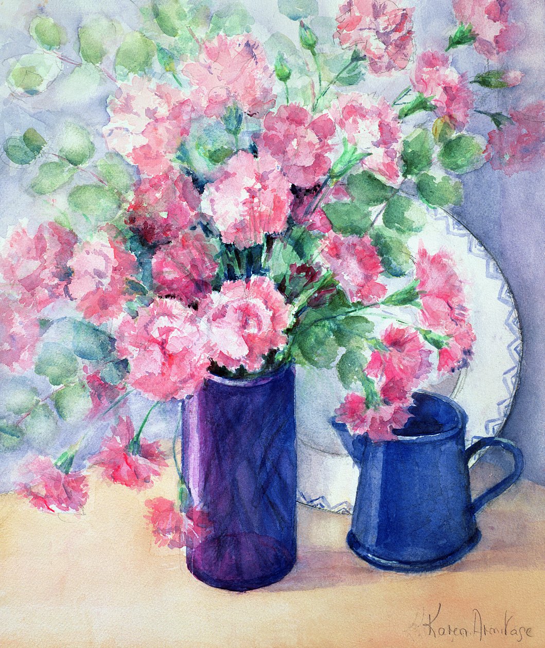Arranjo Provençal de Rosas e Eucaliptos de Karen Armitage