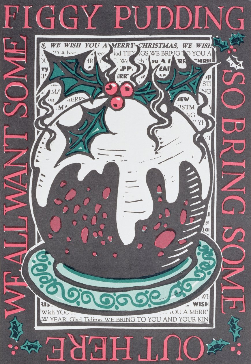 Figgy Pudding, 1998 (linogravura em papel) de Karen Cater