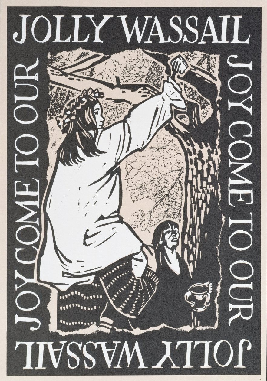 Joy Come to Our Jolly Wassail, 1997 (linogravura em papel) de Karen Cater