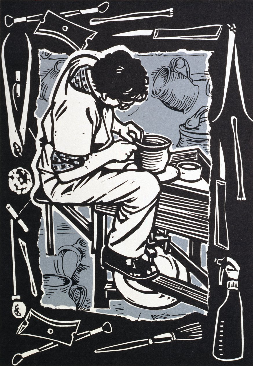 Potter, 1998 (linogravura no papel) de Karen Cater