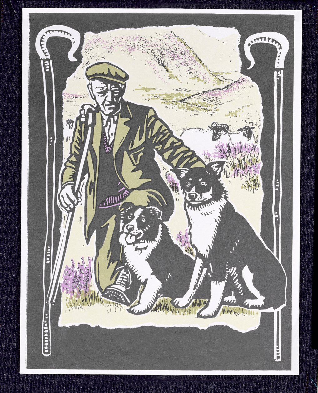 Pastor Laddie o the Hills, 1997 (linogravura no papel) de Karen Cater