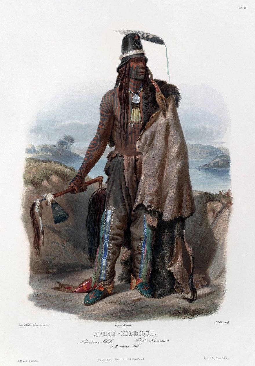 Um chefe de Minatarre de Karl Bodmer