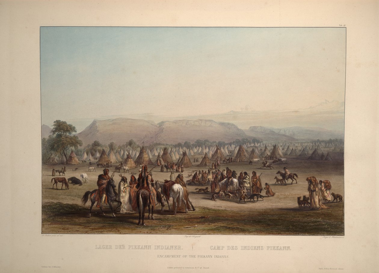 Acampamento dos índios Peikann de Karl Bodmer