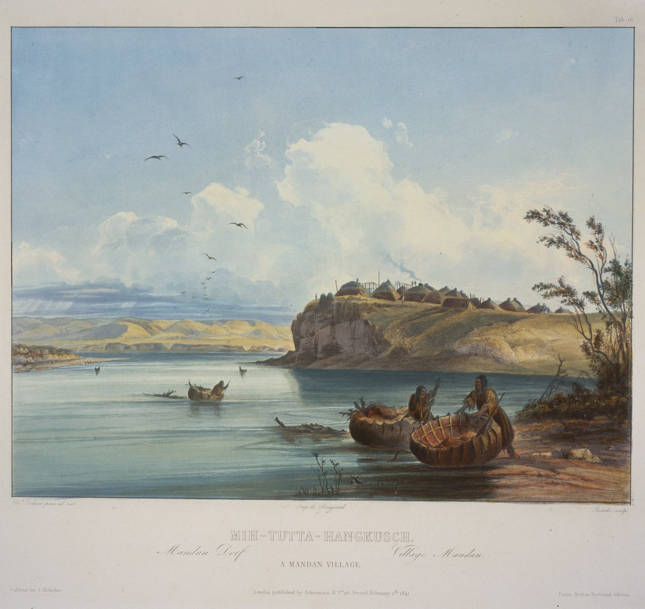 Mih-All-Hangkusch. Uma aldeia de Mandan de Karl Bodmer