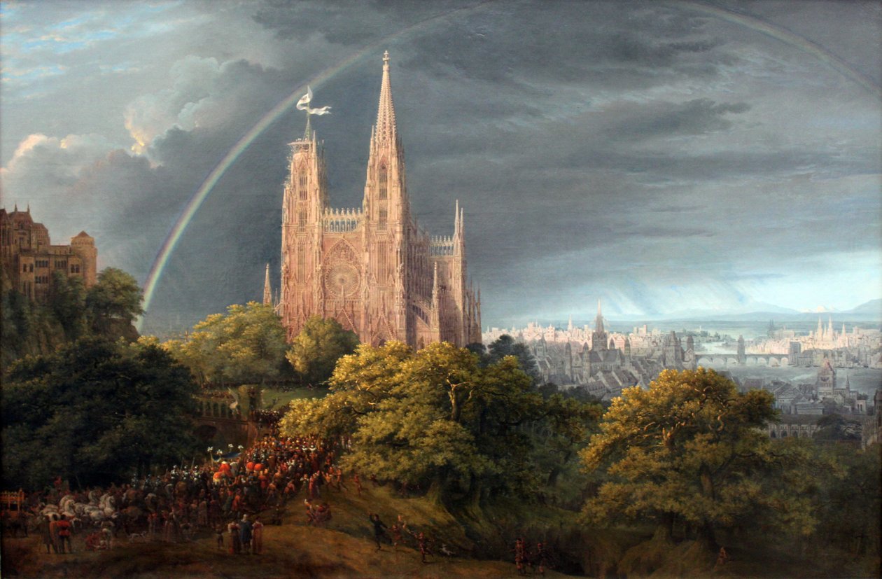Cidade medieval em um rio de Karl Friedrich Schinkel