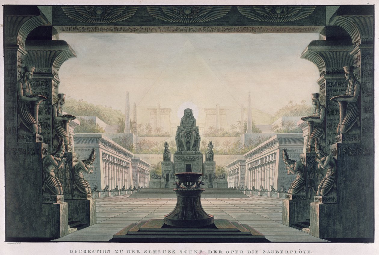 Cenário para a cena final de &39;The Magic Flute&39; de Wolfgang Amadeus Mozart (1756-91) de Karl Friedrich Schinkel