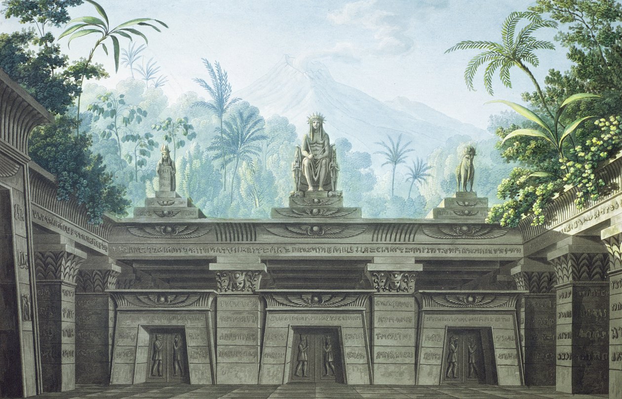 Cenário para Act I Scene xv de &39;The Magic Flute&39; de Wolfgang Amadeus Mozart (1756-91) de Karl Friedrich Schinkel