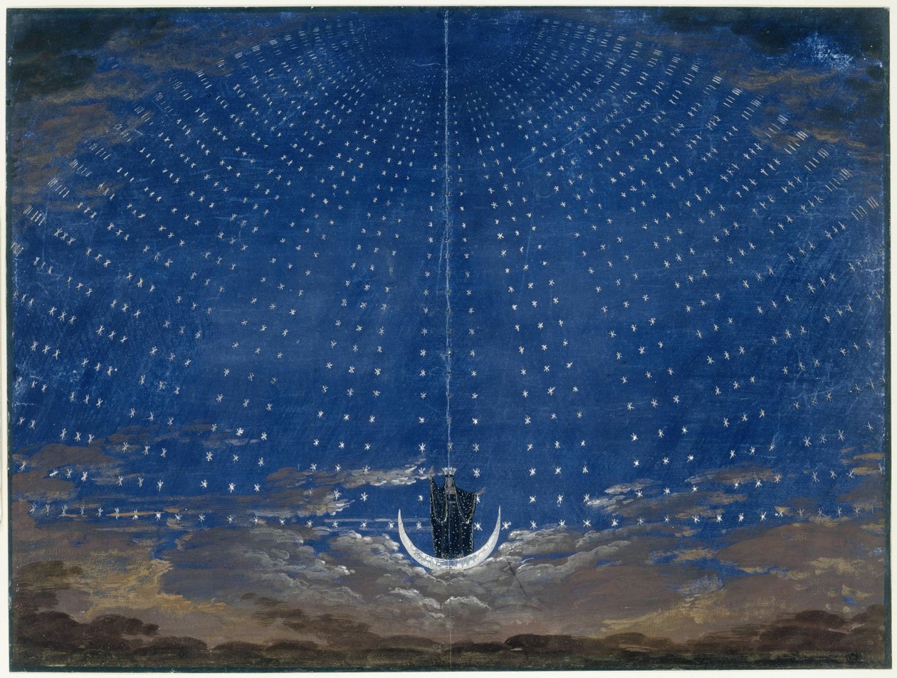 Cenário para a Rainha da Noite (na Flauta Mágica de Mozart) de Karl Friedrich Schinkel