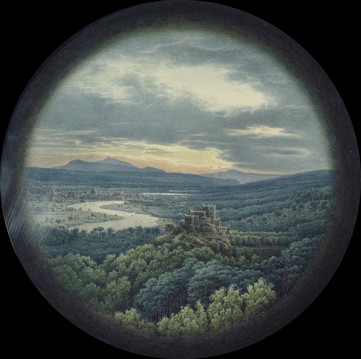 Vista de Dresden (wc e bodycolour no papel) de Karl Friedrich Schinkel