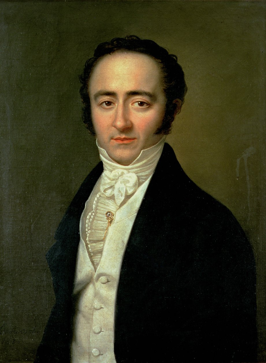 Franz Xaver Mozart (1791-1844), mais tarde conhecido como Wolfgang Amadeus, filho mais novo de Wolfgang Amadeus Mozart (1756-91), 1825 de Karl Gottlieb Schweikert