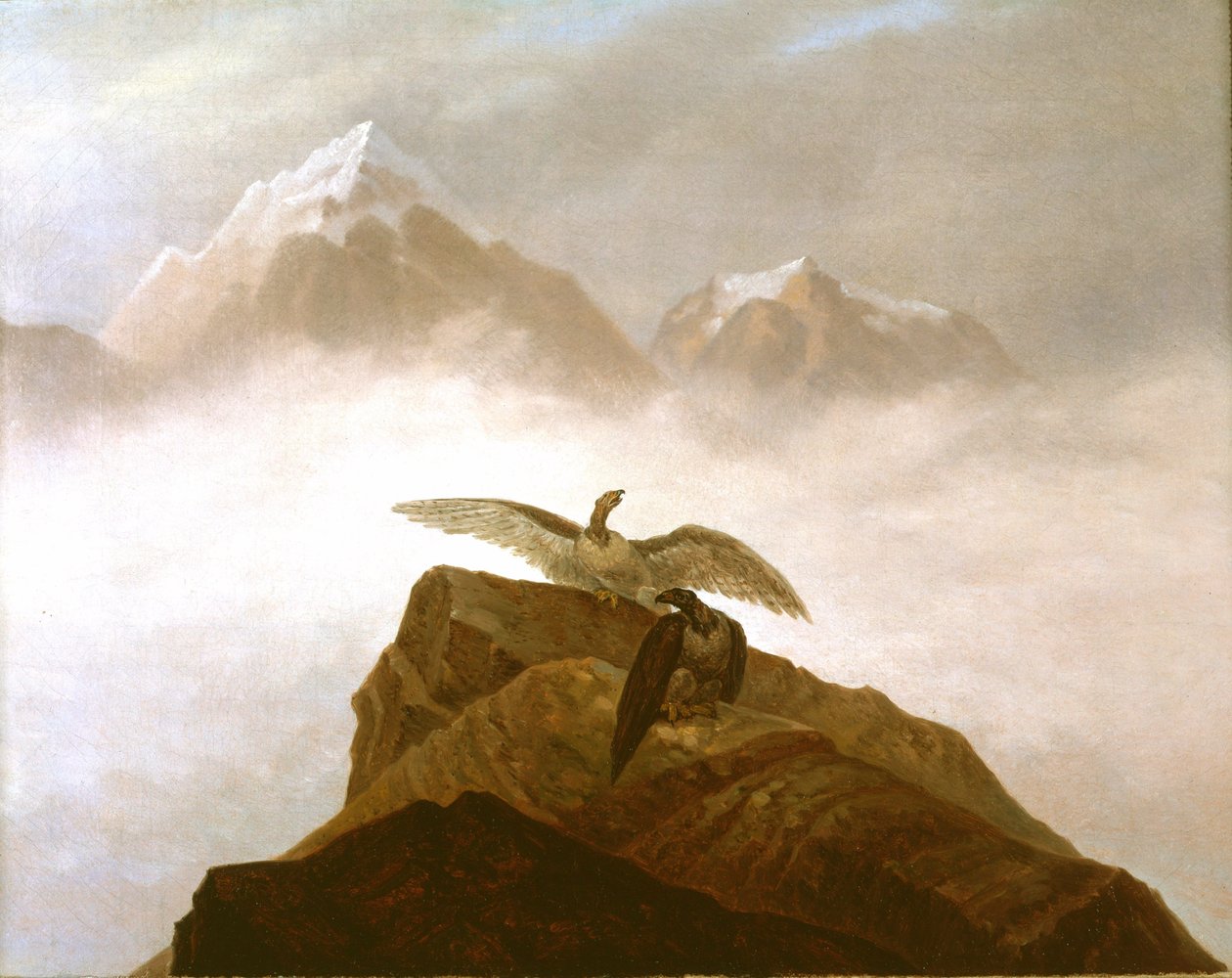 Águias pousando em um pico alpino de Karl Gustav Carus