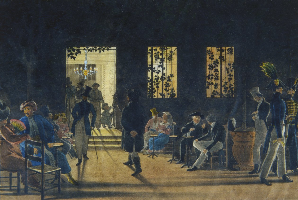 Sala Boscareccia do Café Nuovo, Palazzo Ruspoli, Roma, 1827 (wc no papel) de Karl Johan Lindstrom