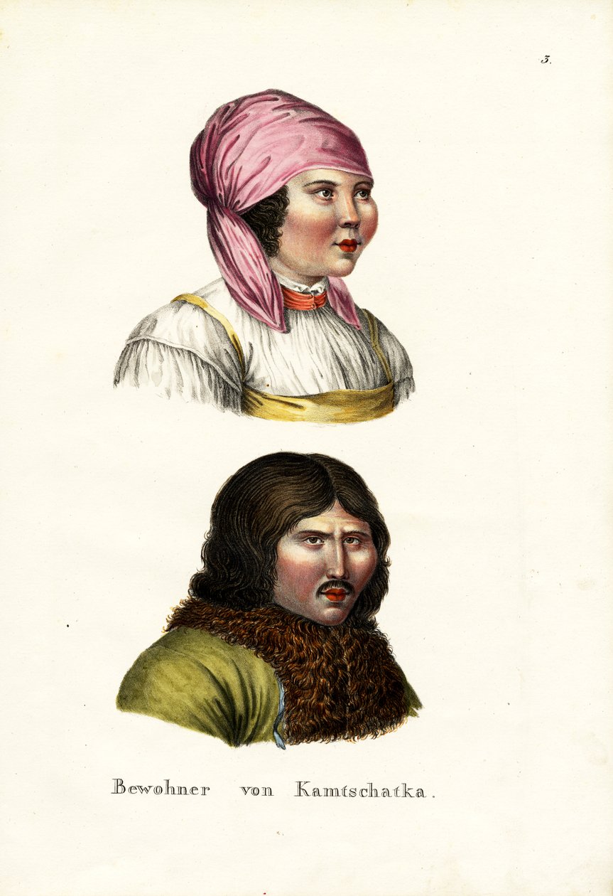 Habitantes da Península de KamchatkaSiberia, 1824 de Karl Joseph Brodtmann