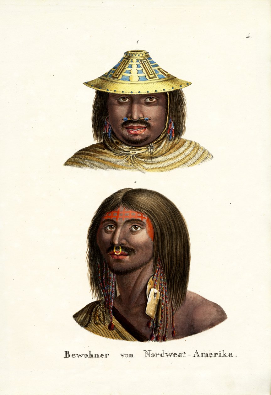 Índios norte-americanos da costa noroeste, 1824 de Karl Joseph Brodtmann