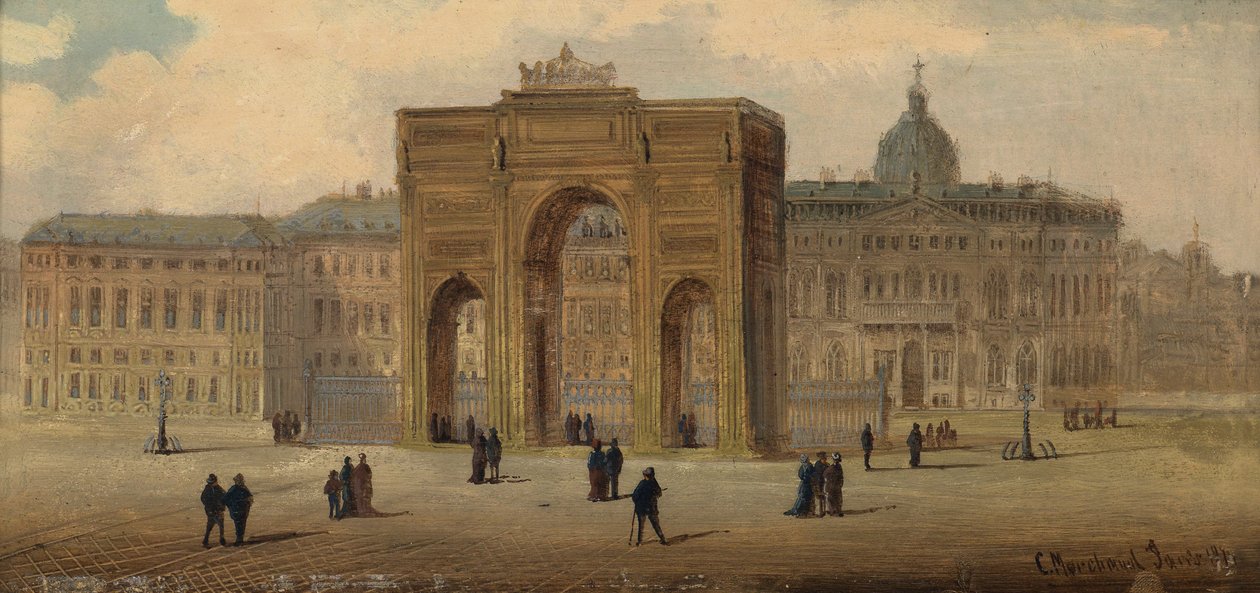 Arco triunfal com pessoal figurativo de Karl Kaufmann