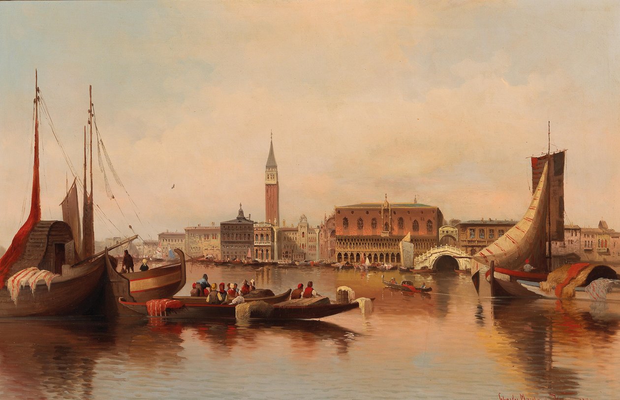 Cena veneziana com vista da Praça de São Marcos de Karl Kaufmann