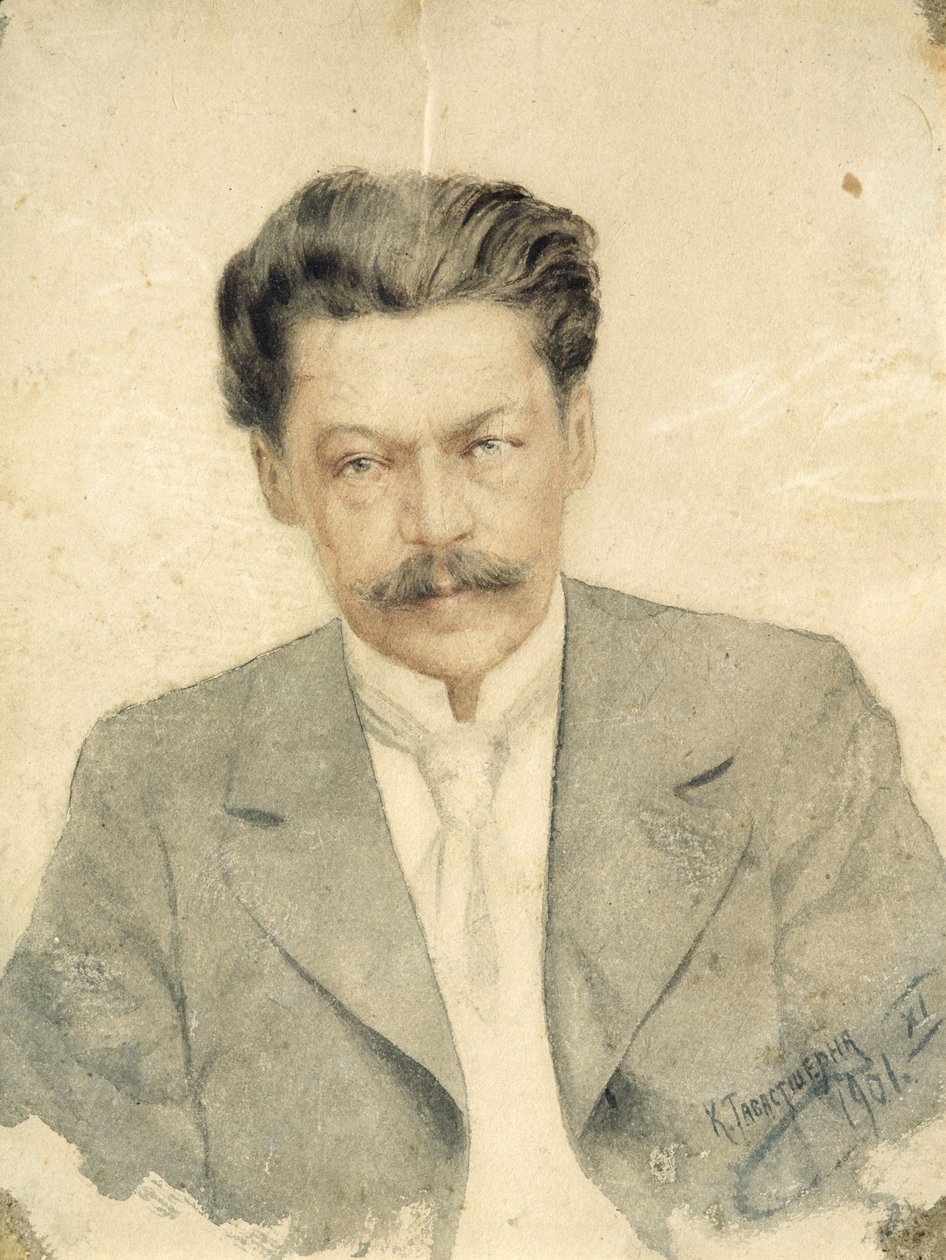 Retrato do compositor Anton Arensky (wc no cartão) de Karl Tavaststjerna