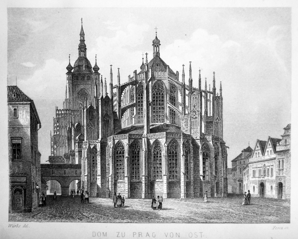 Ilustração do livro Der Dom zu Prag de 1858, que retrata a Catedral de St. Vitus de Karl Wurbs