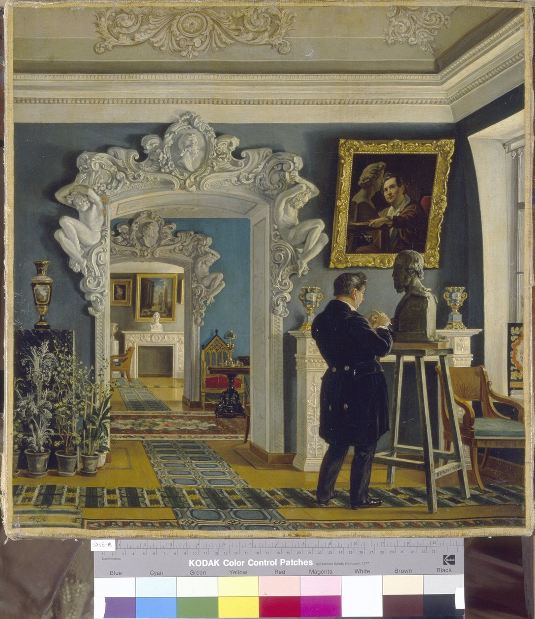 O escultor Ivan P. Vitali (1794-1855) a funcionar. Pintura de Karl Petrovich Bodri (1812-1894), óleo sobre tela de Karl Fridrikh Petrovich Bodri