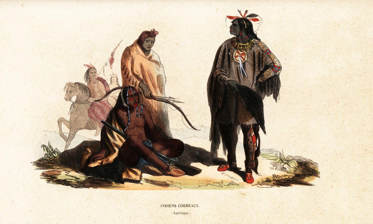 Pessoas corvos em Fort Clarke de Karl (after) Bodmer