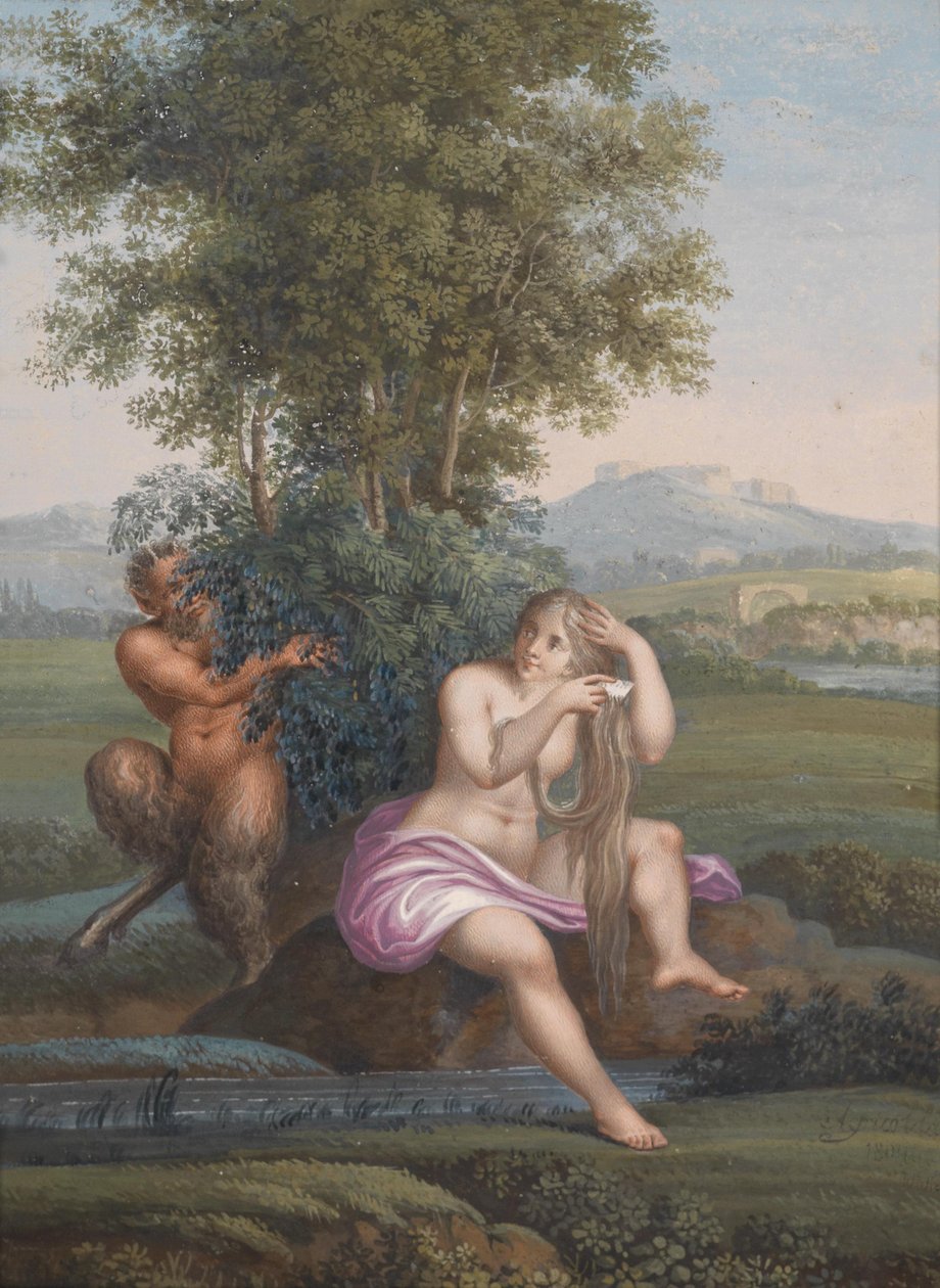 Ninfa do ribeiro e fauno de Karl Agricola