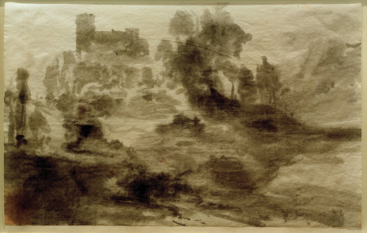 Paisagem com castelo (ou igreja) de Carl Blechen