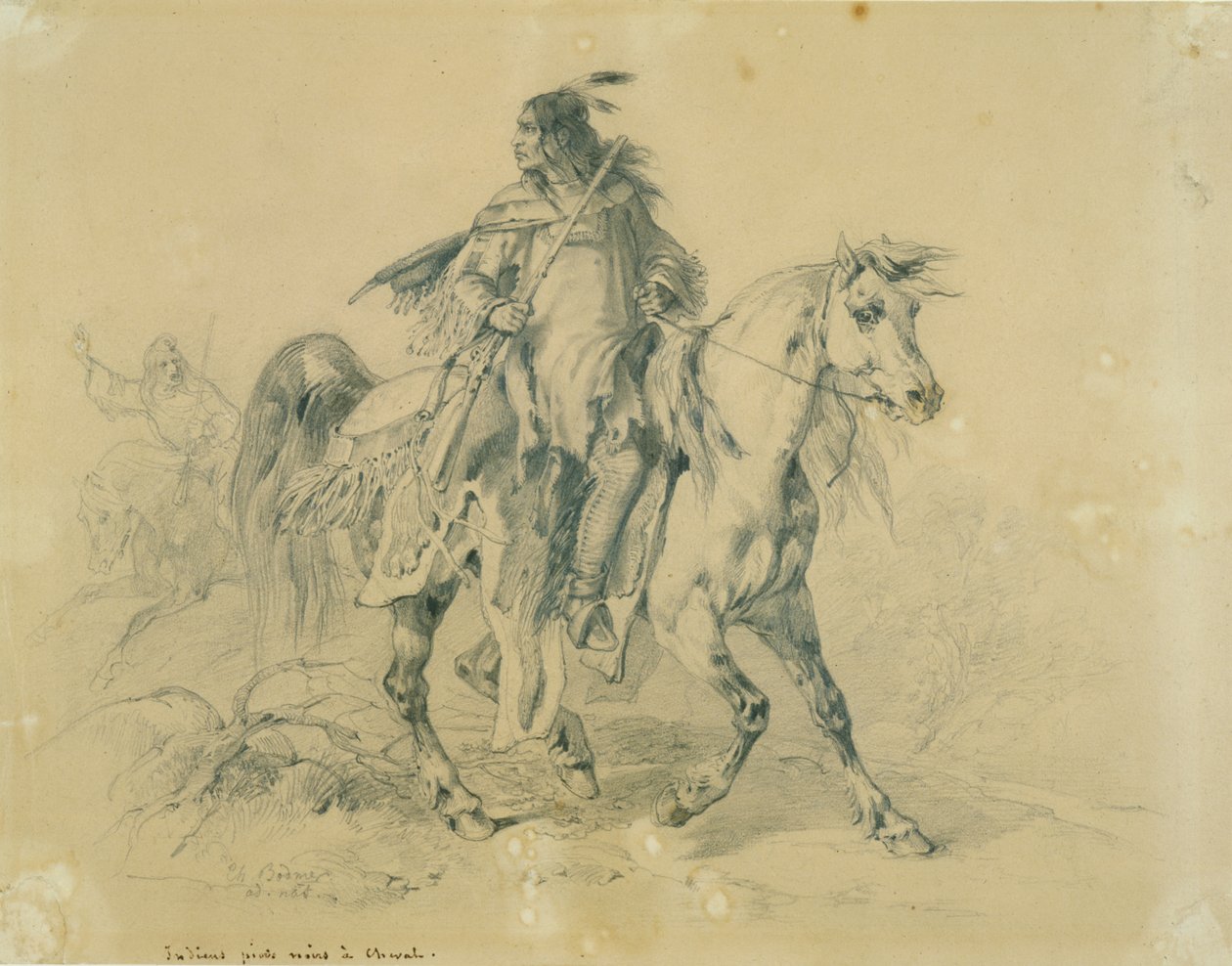 Guerreiro de pés pretos a cavalo de Karl Bodmer