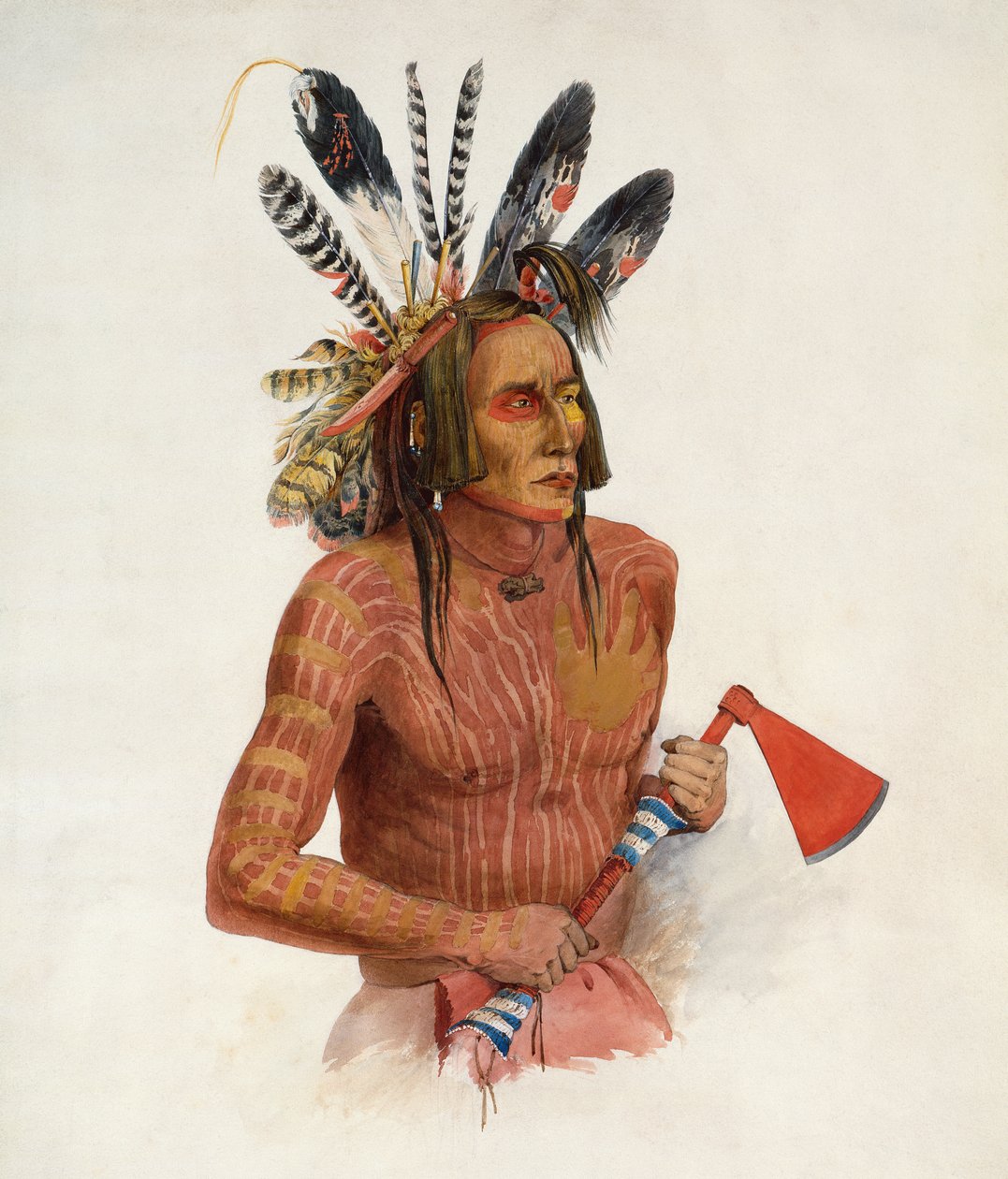 Mato-Tope, Adornado com a insígnia dos seus feitos bélicos de Karl Bodmer