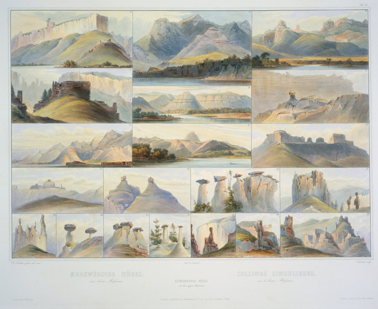 Notáveis Colinas no Alto Missouri de Karl Bodmer
