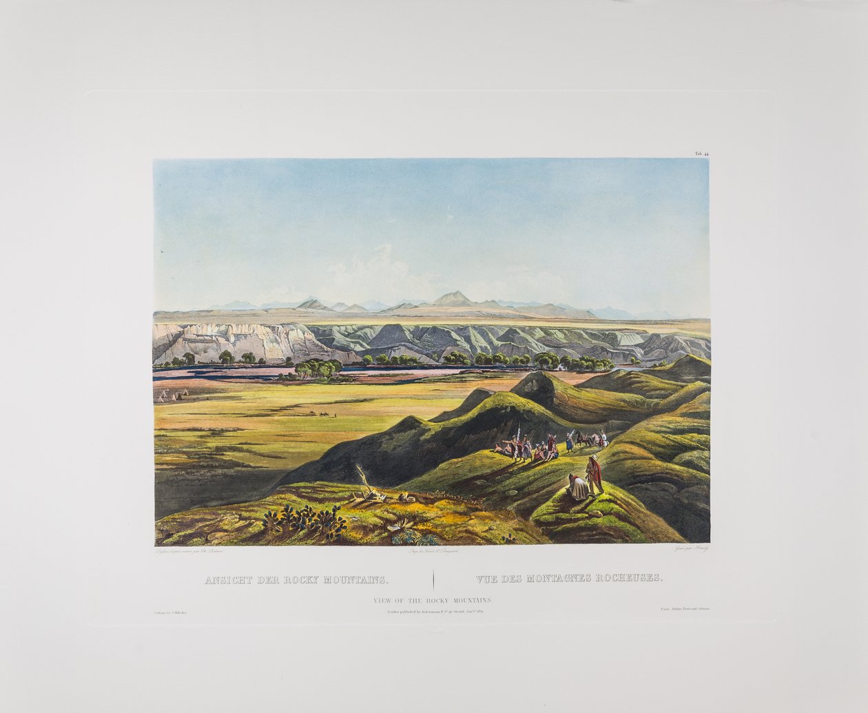 Quadro 44. Vista das Montanhas Rochosas, América de Bodmer, c.1836-43 (gravura em chapa de cobre sobre papel) de Karl Bodmer