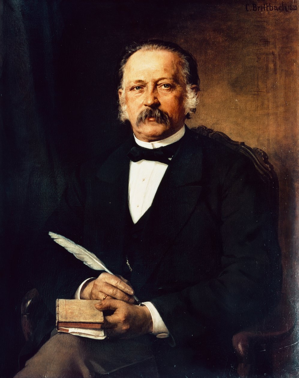 Retrato de Heinrich Theodor Fontane, poeta e escritor alemão de Karl Breitbach