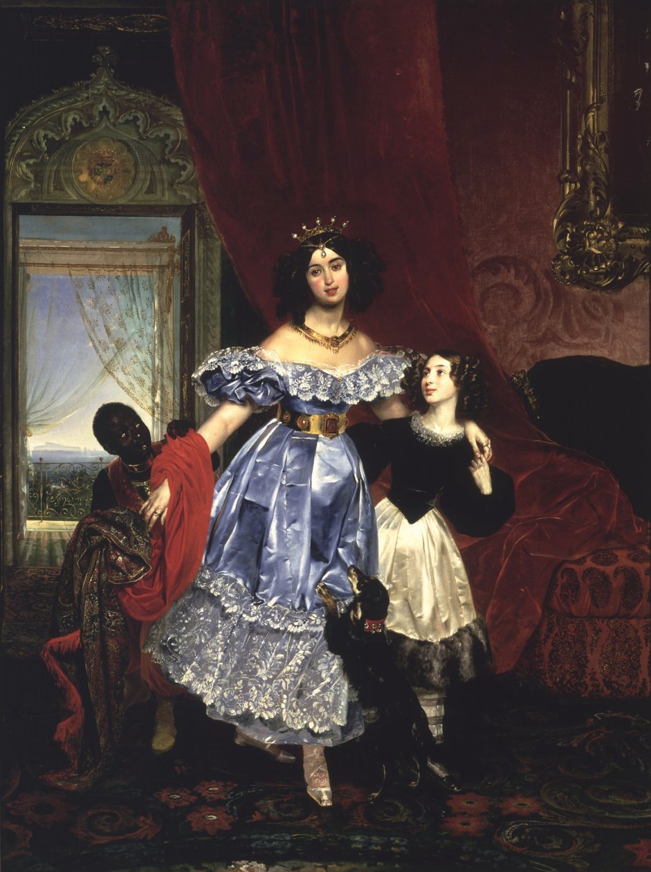 Retrato da Condessa Samoilova com (Giovanina) Amazilia Pacini e um rapaz negro de Karl Bryullov