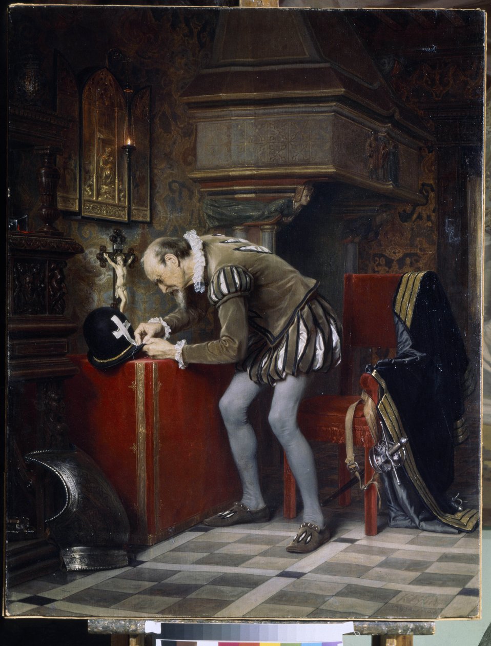 Na Véspera da Noite de São Bartolomeu - Gun (Huno), Karl Fyodorovich (1830-1877) - 1868 - Óleo sobre tela - 115x89,5 - Museu Estatal Russo, São Petersburgo de Karl Fedorovic Gun