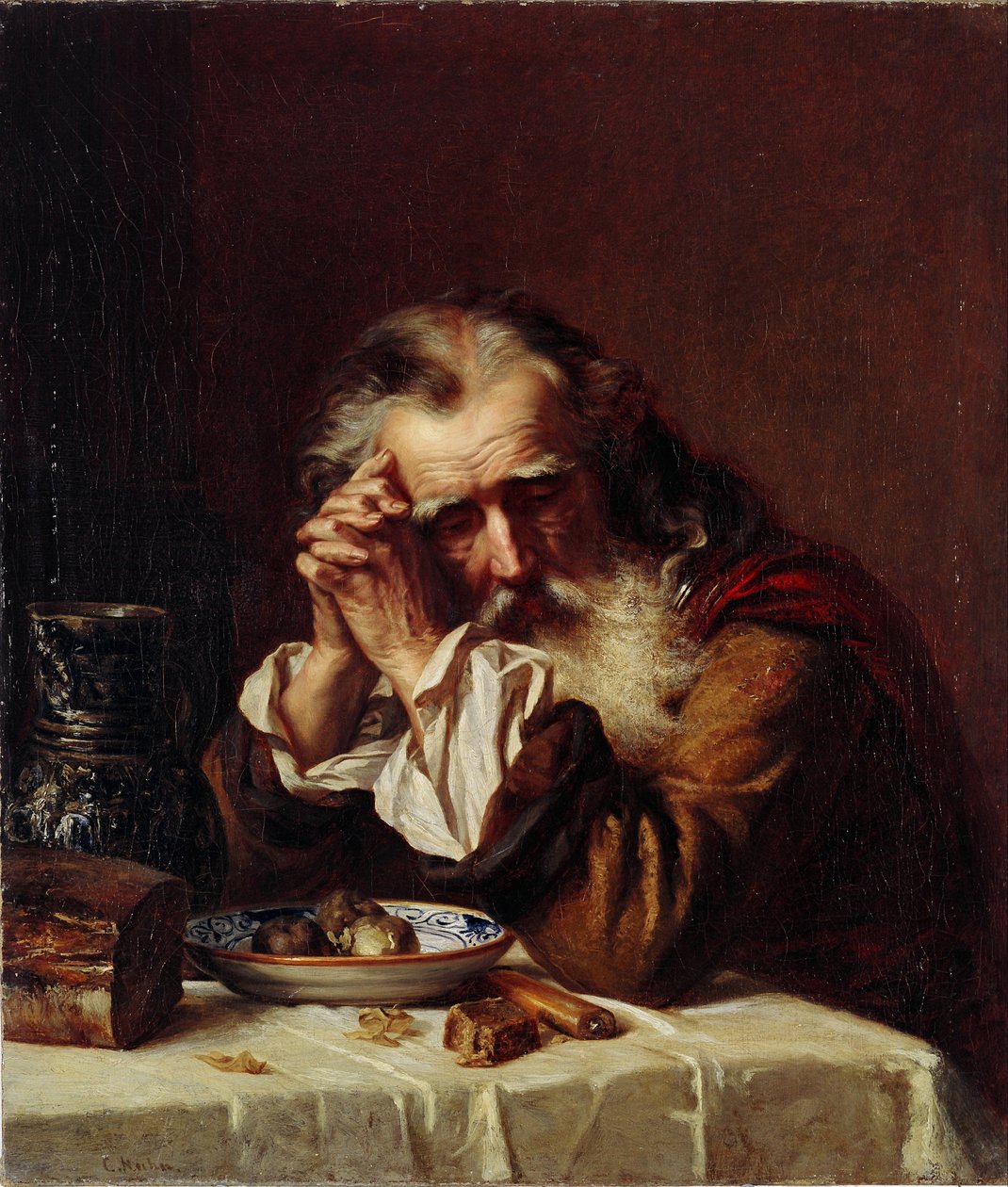 "Tete de vieillard" (Cabeça do Velho) Peinture de Karl Fyodorovich Gun (Ghun, Hun, Huhn) (1830-1877) 1872 - Óleo sobre tela Dim 55,5x49,5 cm Museu Estatal de Arte da República da Letónia, Riga de Karl Fedorovic Gun