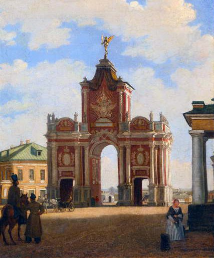O Portão Vermelho em Moscou, 1844 de Karl Fridrikh Petrovich Bodri