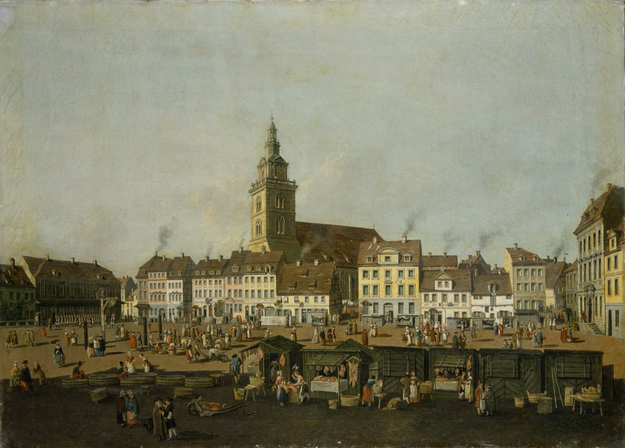 Vista do Neue Markt com a Igreja de Santa Maria, Berlim, c.1770 de Karl Friedrich Fechhelm