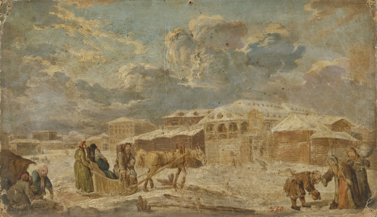 Praça da cidade no inverno, segunda metade do século XVIII. de Karl Friedrich Knappe